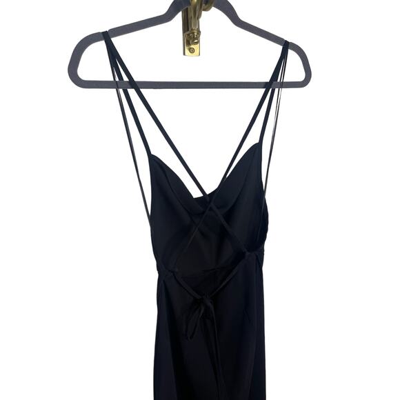 Amanda Uprichard Janet Jumpsuit Overall with Tie Back Black Solid Size XS - Picture 6 of 13